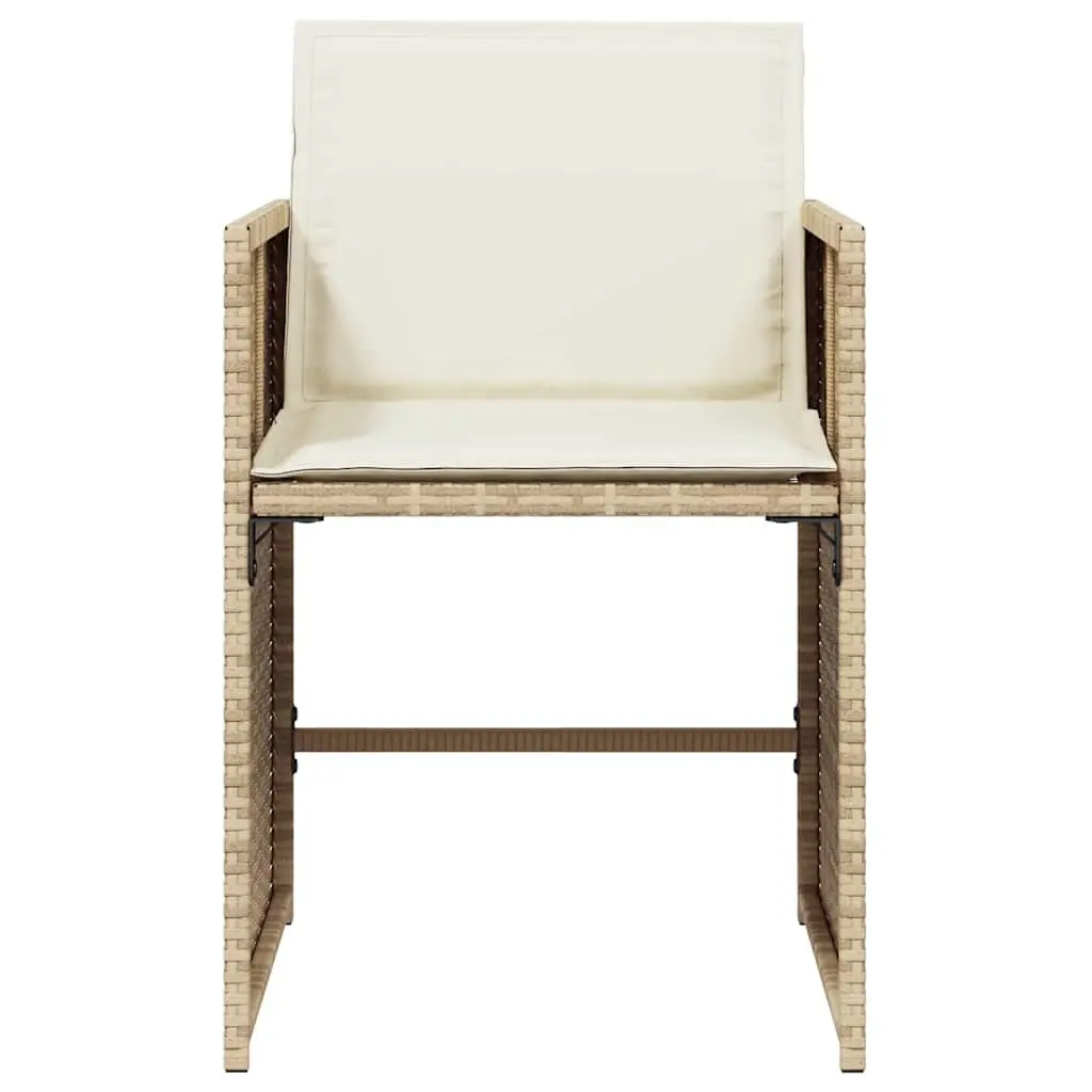 Outdoor Garden Chairs Set 4 pcs Beige Poly Rattan with Cushions Patio Seating
