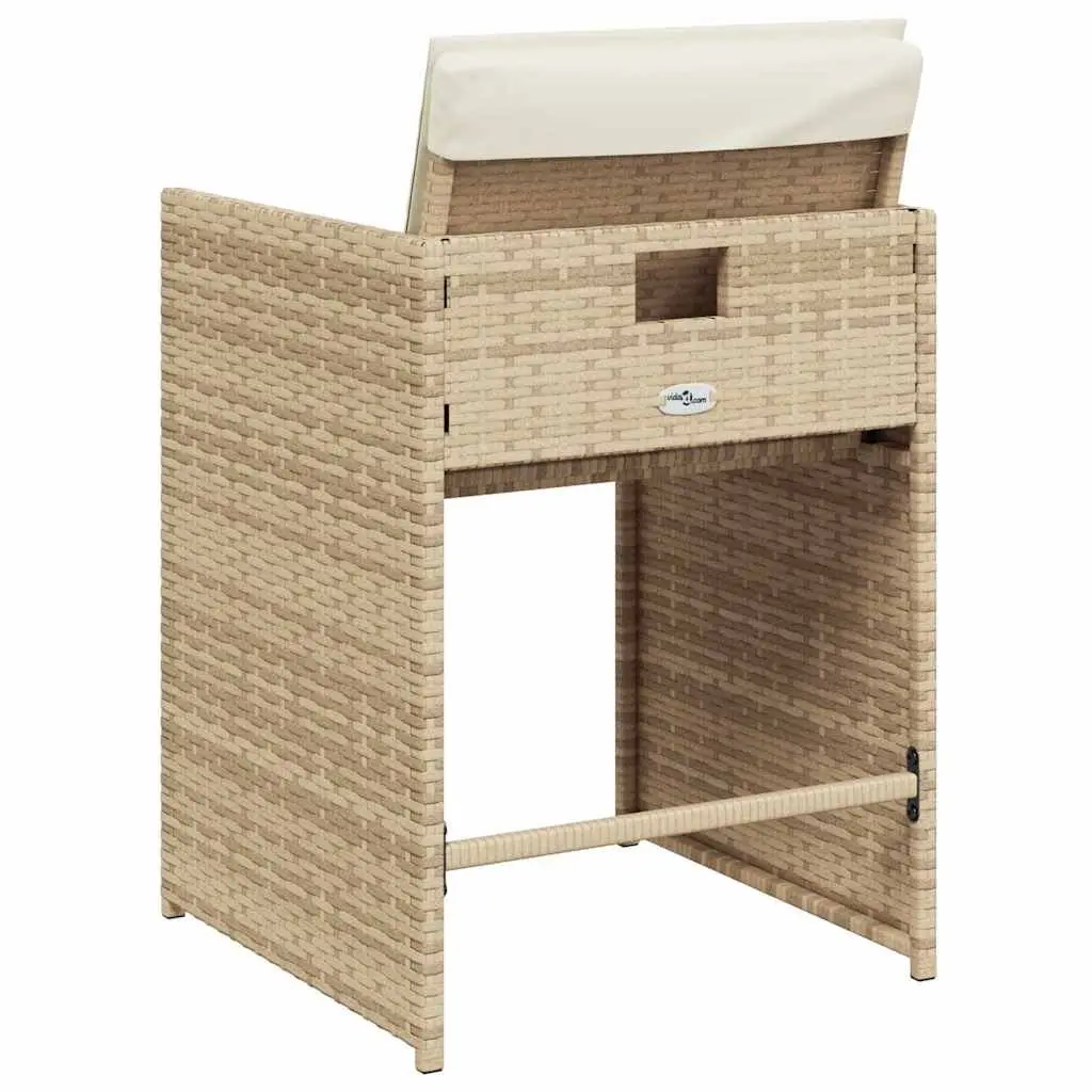 Outdoor Garden Chairs Set 4 pcs Beige Poly Rattan with Cushions Patio Seating