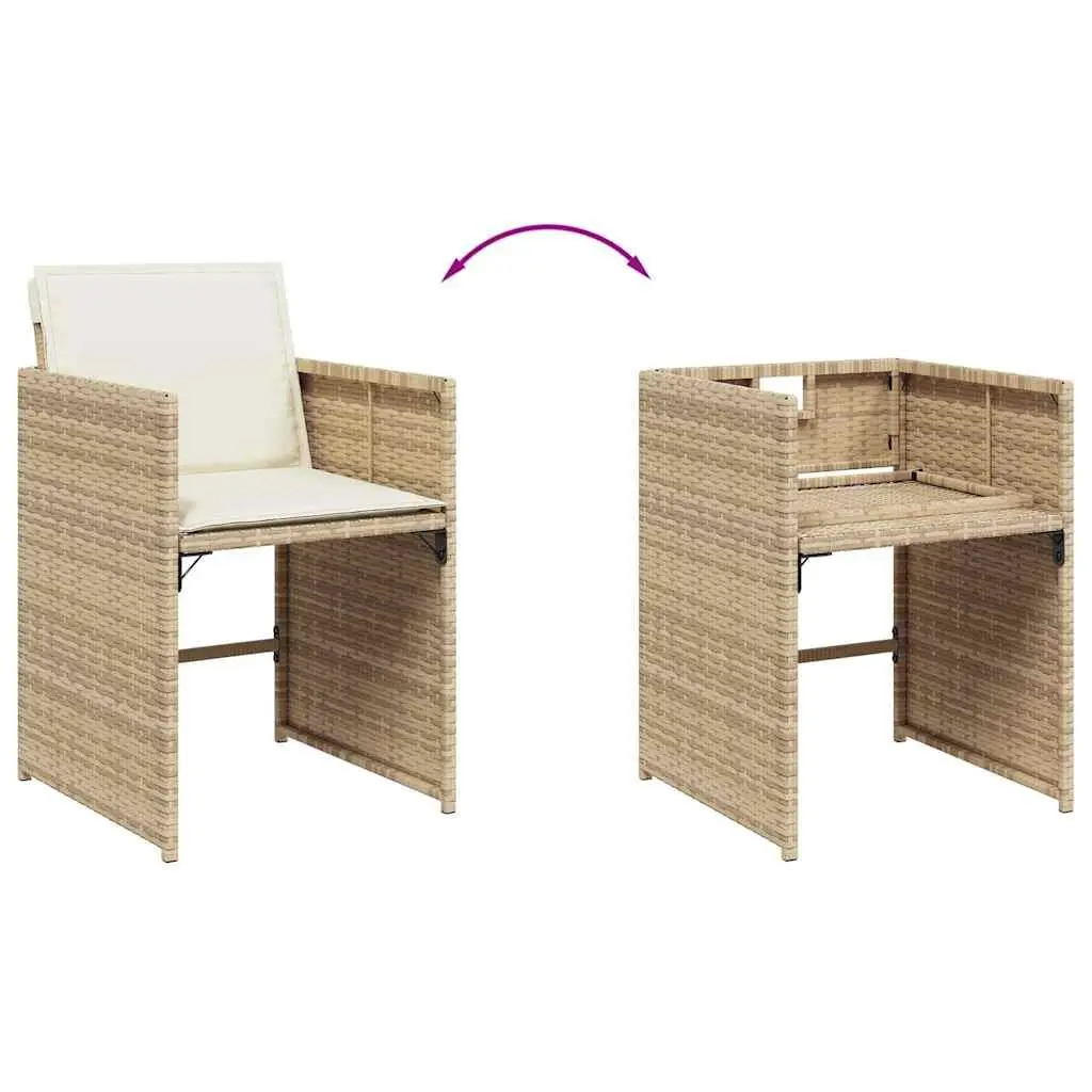 Outdoor Garden Chairs Set 4 pcs Beige Poly Rattan with Cushions Patio Seating