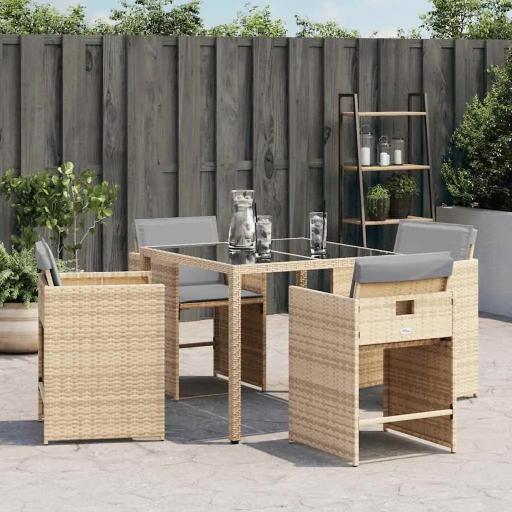 Outdoor Garden Chairs Set 4 pcs with Padded Cushions Beige Poly Rattan Seating