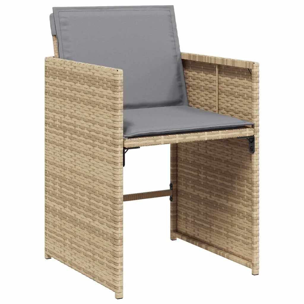 Outdoor Garden Chairs Set 4 pcs with Padded Cushions Beige Poly Rattan Seating