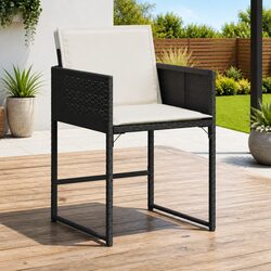 4 pcs Comfortable Outdoor Chairs in Black Poly Rattan with Cushions