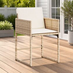 Outdoor Garden Chairs Set 4 Pcs with Cushions Beige Poly Rattan Seating