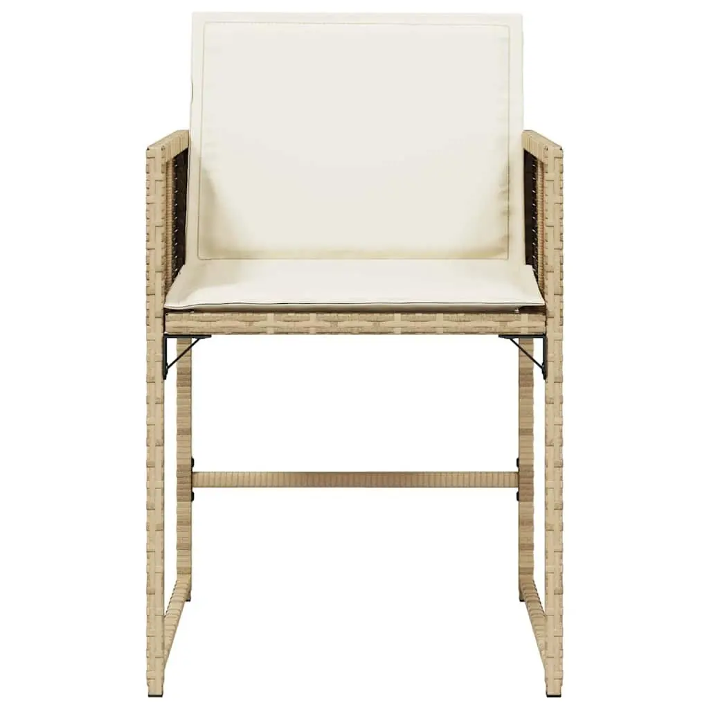 Outdoor Garden Chairs Set 4 Pcs Beige Poly Rattan with Cushions