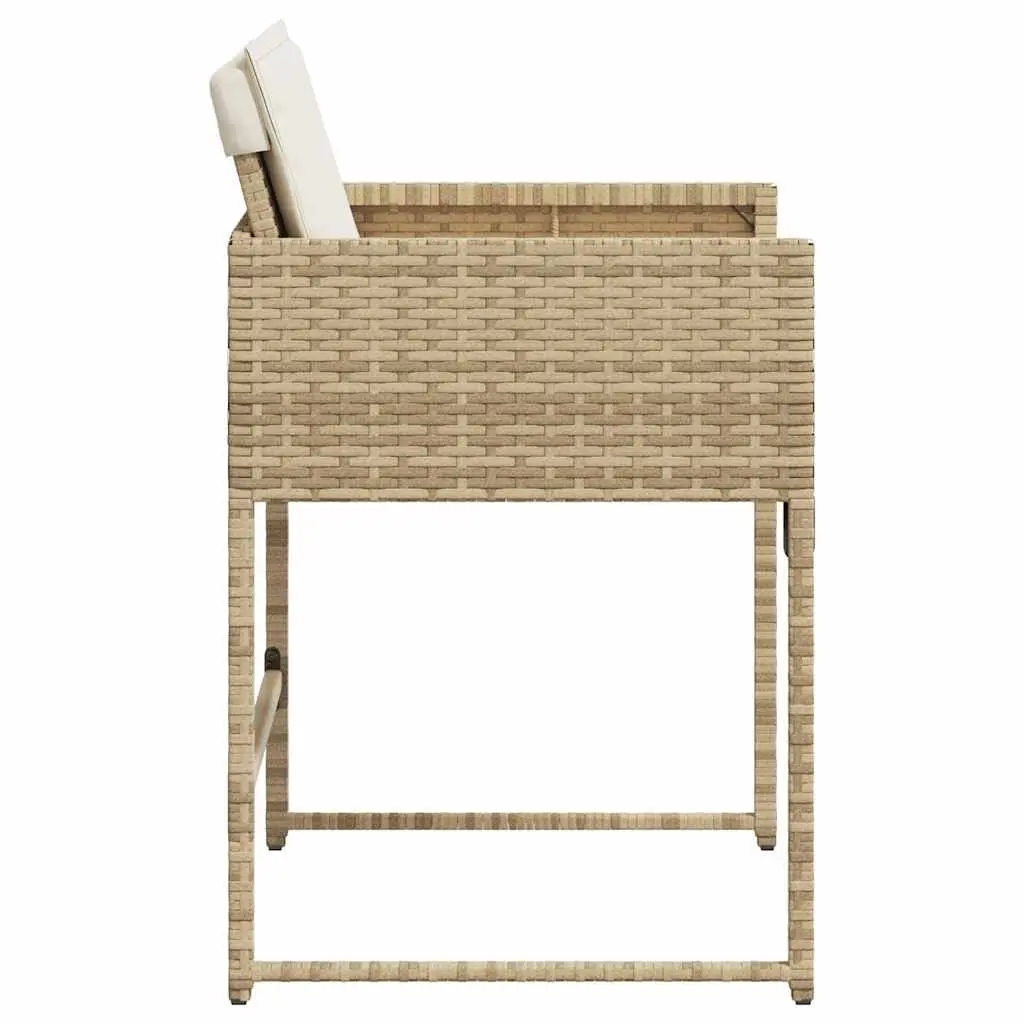 Outdoor Garden Chairs Set 4 Pcs Beige Poly Rattan with Cushions