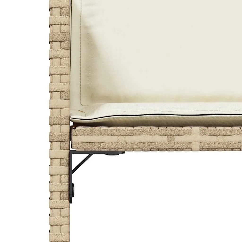 Outdoor Garden Chairs Set 4 Pcs Beige Poly Rattan with Cushions