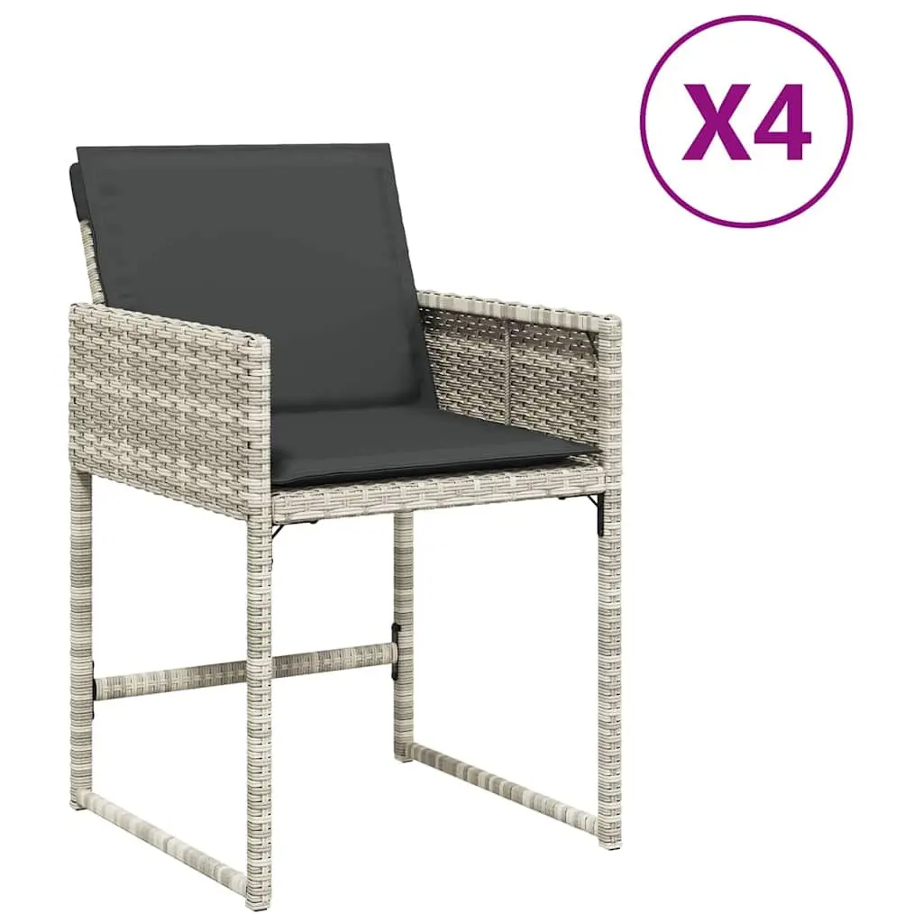 Outdoor Garden Chairs Set Grey Padded Cushions Folding Backrest 4 Piece
