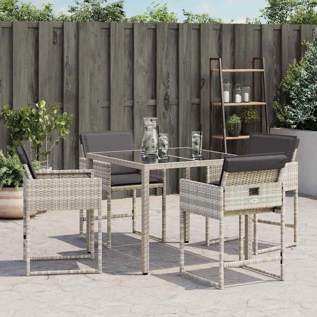 Outdoor Garden Chairs Set Grey Padded Cushions Folding Backrest 4 Piece