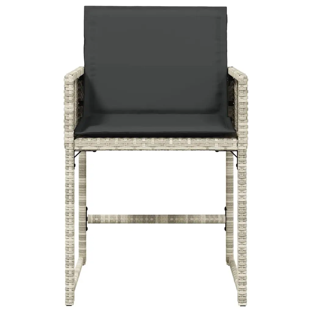 Outdoor Garden Chairs Set Grey Padded Cushions Folding Backrest 4 Piece