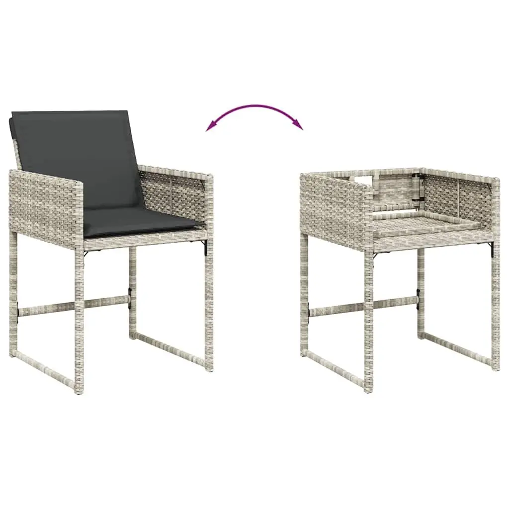 Outdoor Garden Chairs Set Grey Padded Cushions Folding Backrest 4 Piece