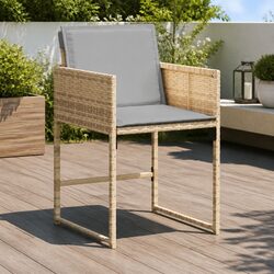 Outdoor Garden Chairs 4 pcs Beige with Cushions Folding Backrest Patio Seating