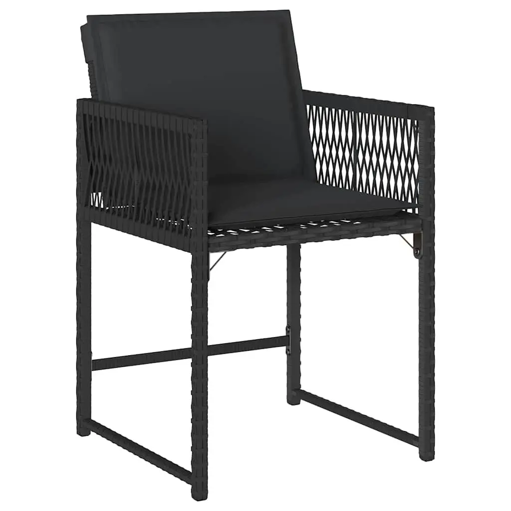 Outdoor Garden Chairs PE Rattan Black 4 Piece with Padded Cushions