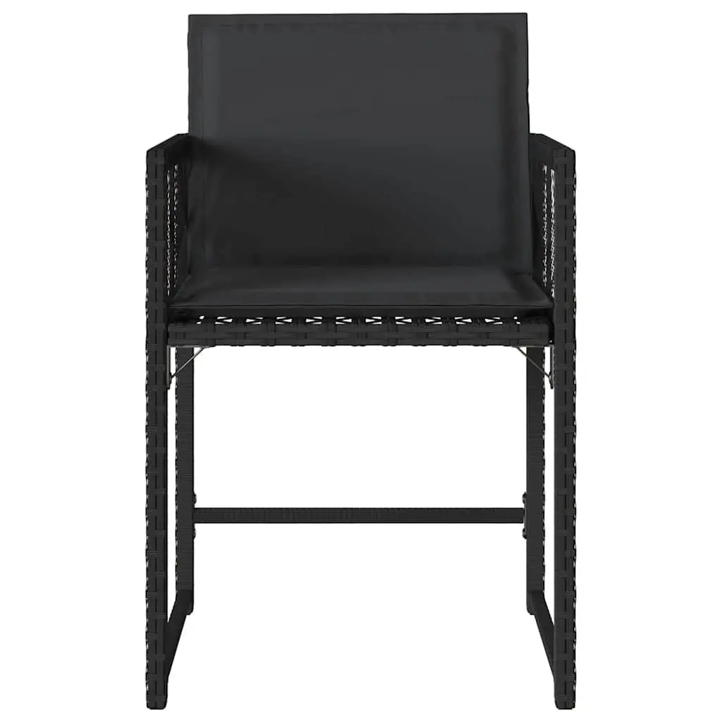 Outdoor Garden Chairs PE Rattan Black 4 Piece with Padded Cushions