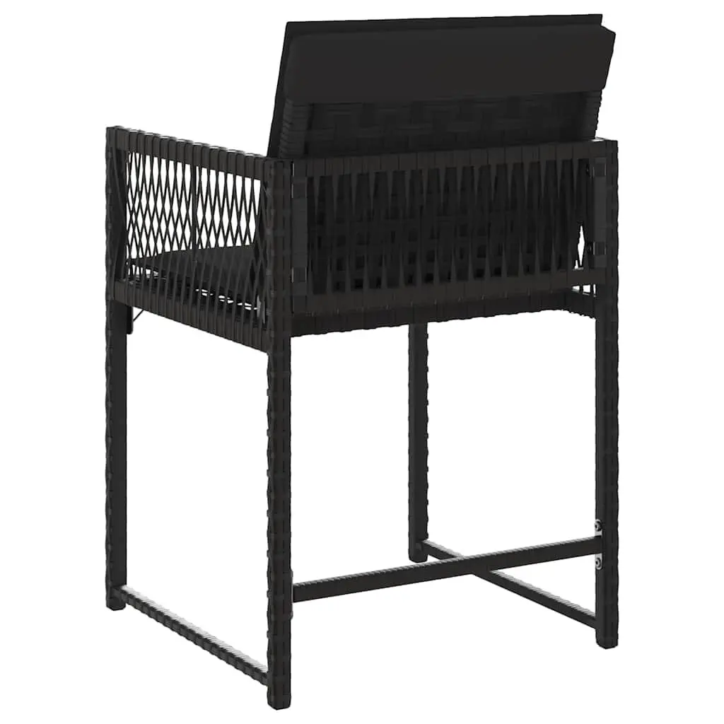 Outdoor Garden Chairs PE Rattan Black 4 Piece with Padded Cushions