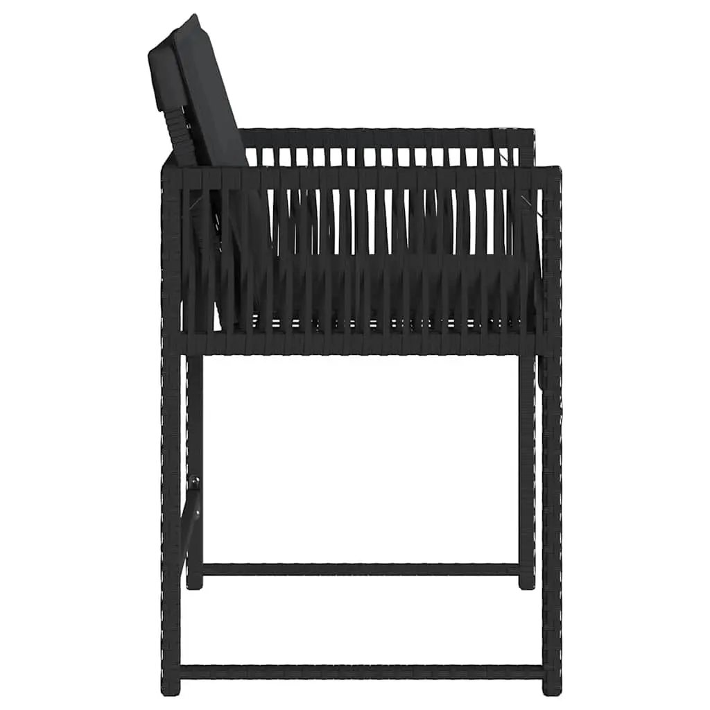 Outdoor Garden Chairs PE Rattan Black 4 Piece with Padded Cushions
