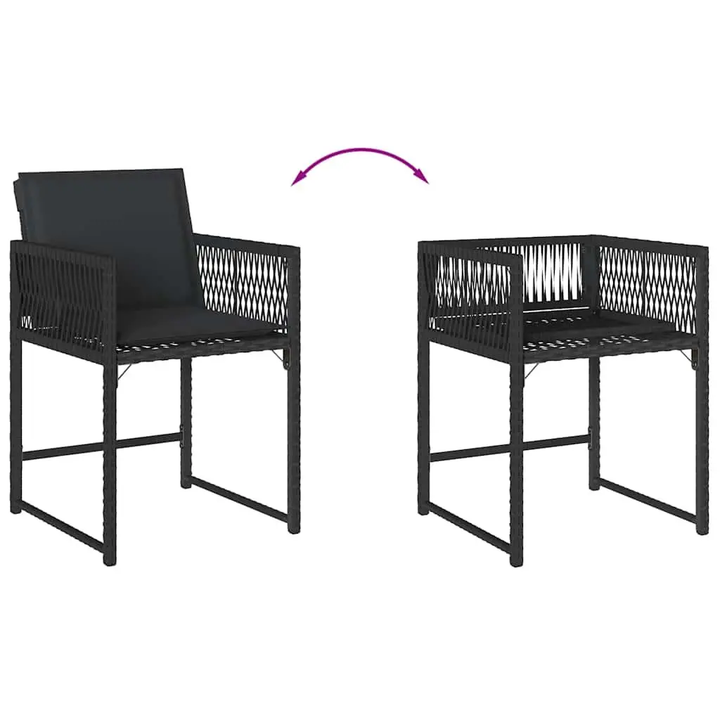 Outdoor Garden Chairs PE Rattan Black 4 Piece with Padded Cushions