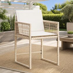 Outdoor Garden Chairs Set 4 Pcs with Cushions Beige Poly Rattan Seating