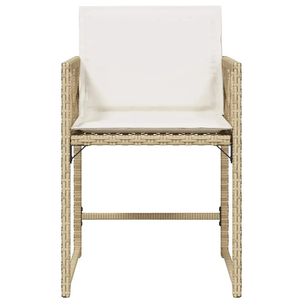 Outdoor Garden Chairs Set Beige Poly Rattan with Cushions 4 Piece