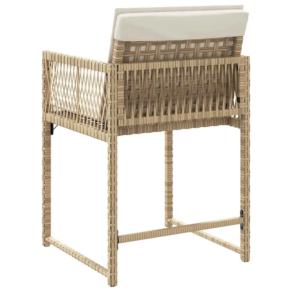 Outdoor Garden Chairs Set Beige Poly Rattan with Cushions 4 Piece