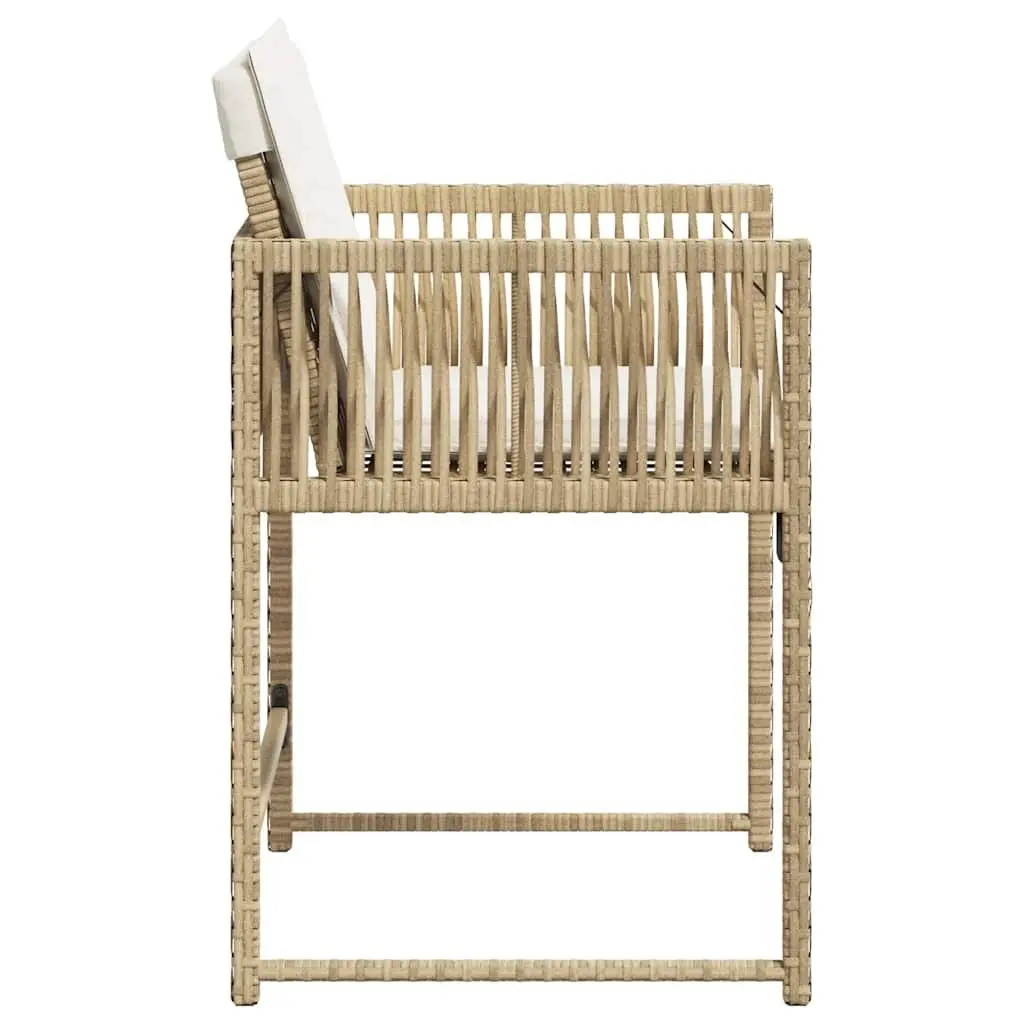 Outdoor Garden Chairs Set Beige Poly Rattan with Cushions 4 Piece