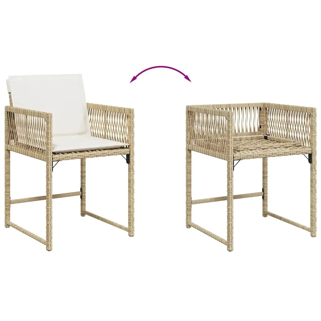 Outdoor Garden Chairs Set Beige Poly Rattan with Cushions 4 Piece