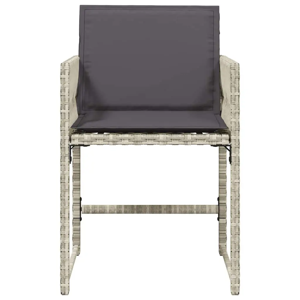Outdoor Garden Chairs Grey Poly Rattan Set of 4 with Cushions
