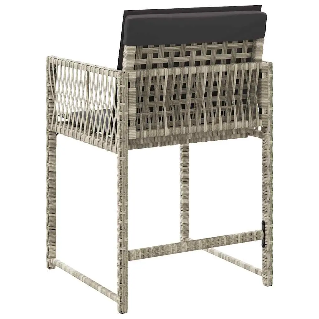 Outdoor Garden Chairs Grey Poly Rattan Set of 4 with Cushions