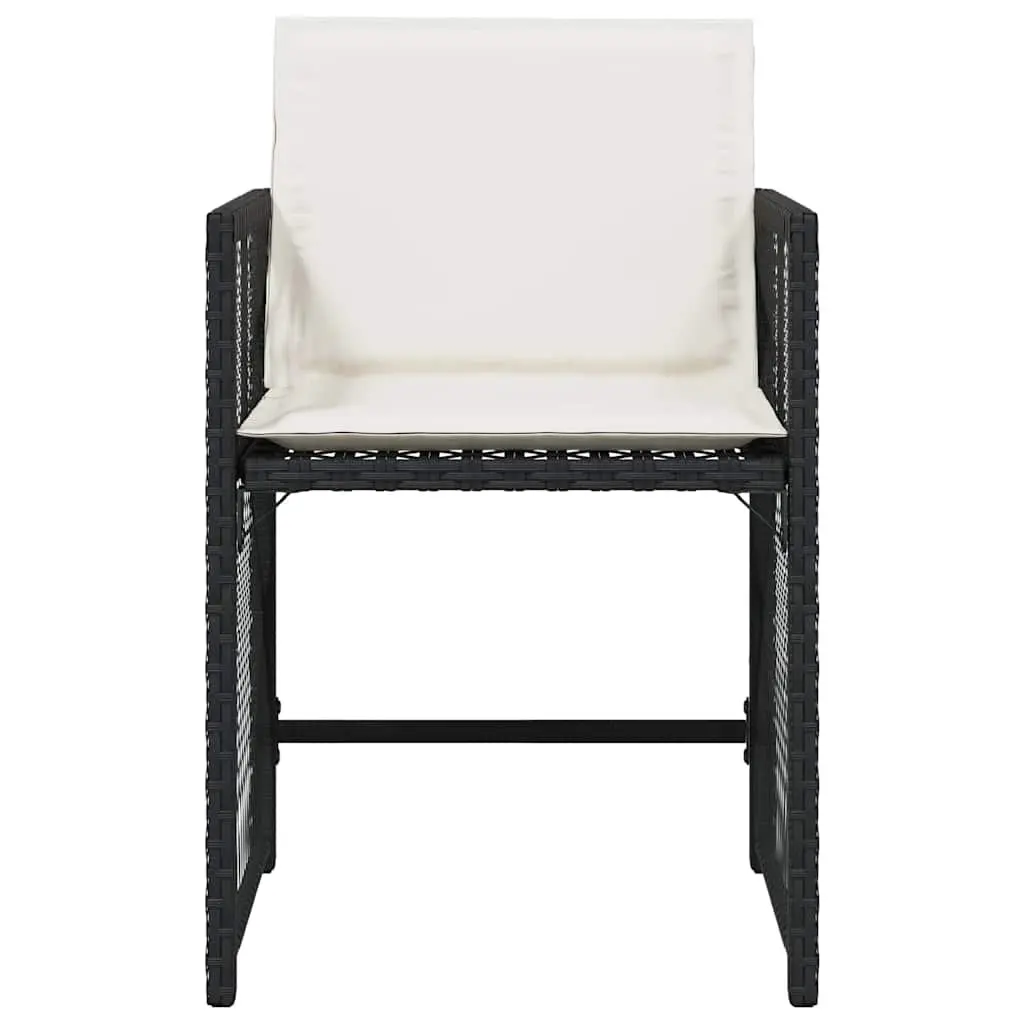 Outdoor Garden Chairs Set Black Poly Rattan with Padded Cushions 4 Pieces