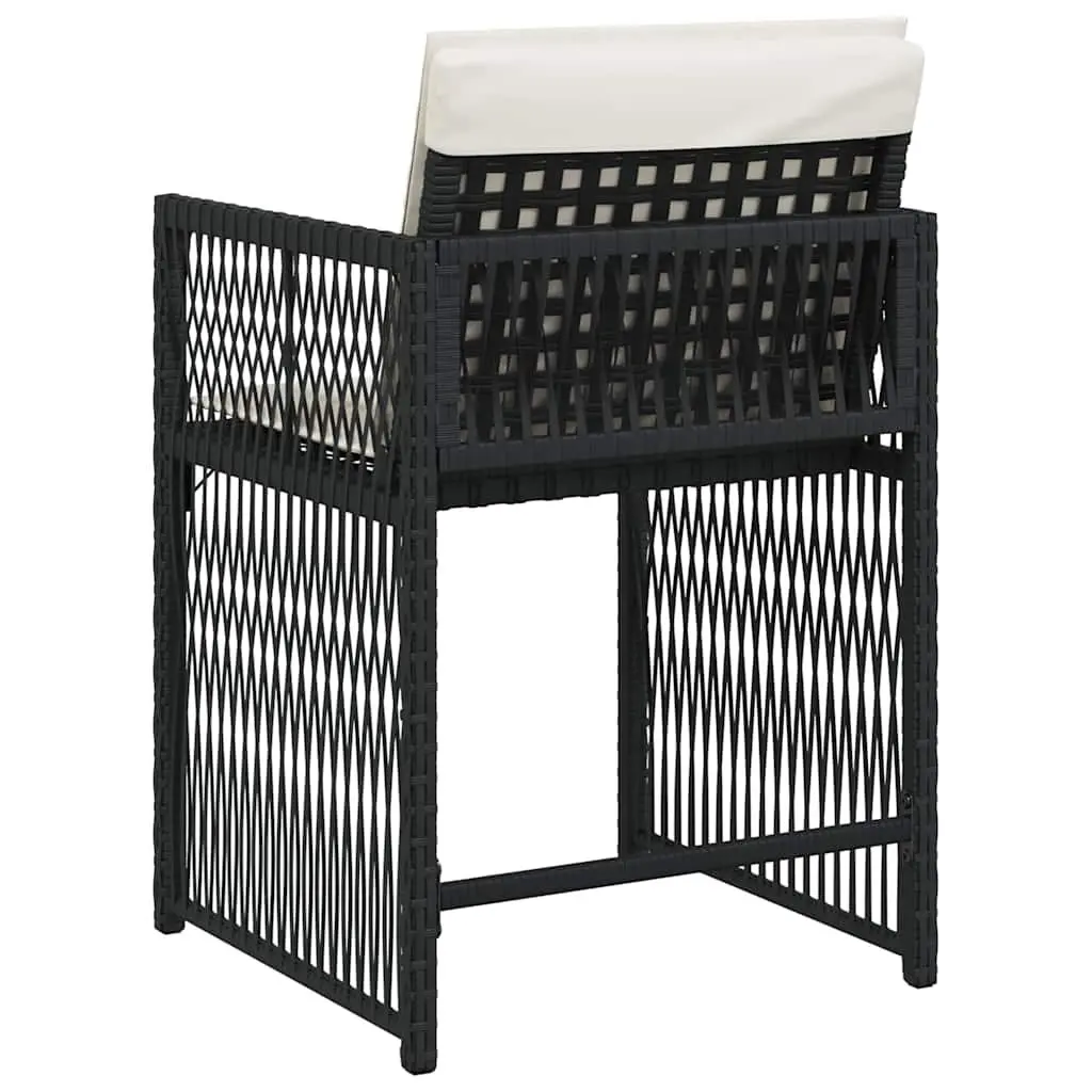 Outdoor Garden Chairs Set Black Poly Rattan with Padded Cushions 4 Pieces