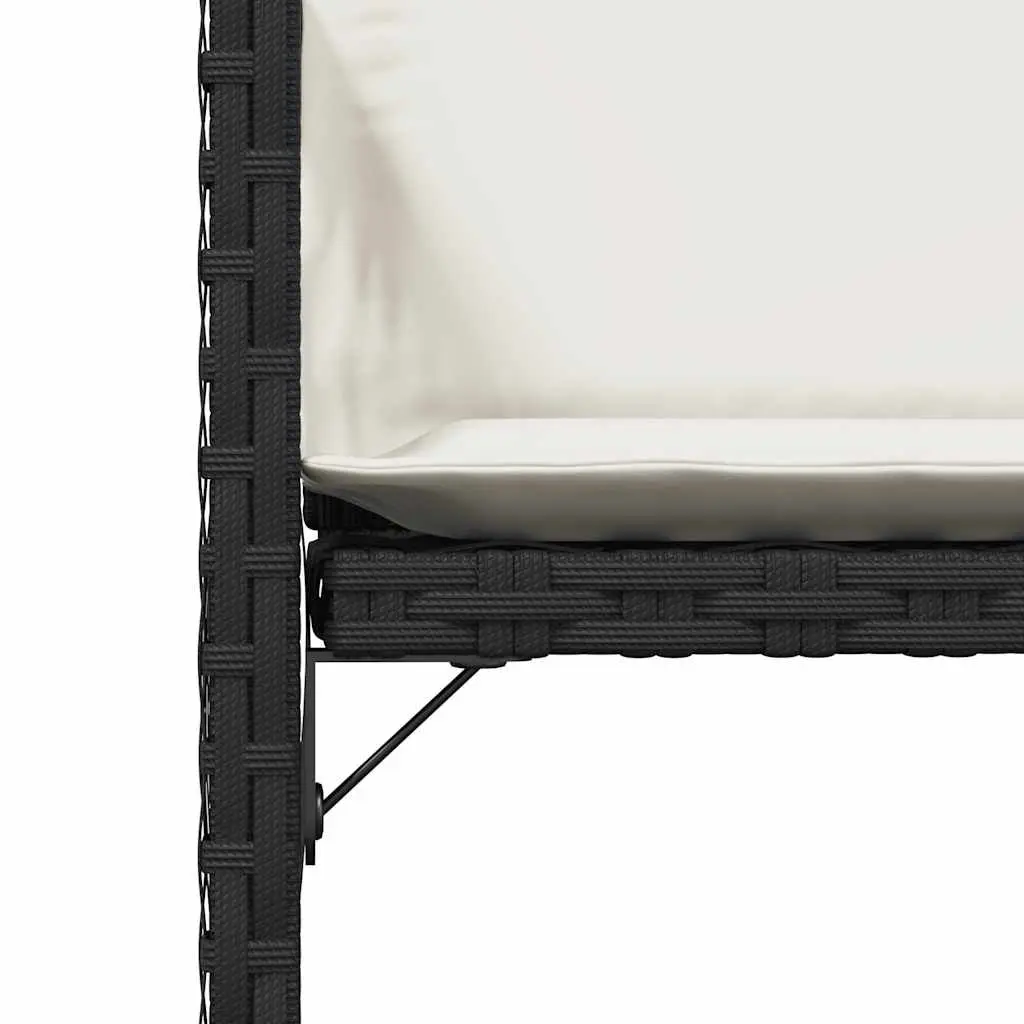 Outdoor Garden Chairs Set Black Poly Rattan with Padded Cushions 4 Pieces