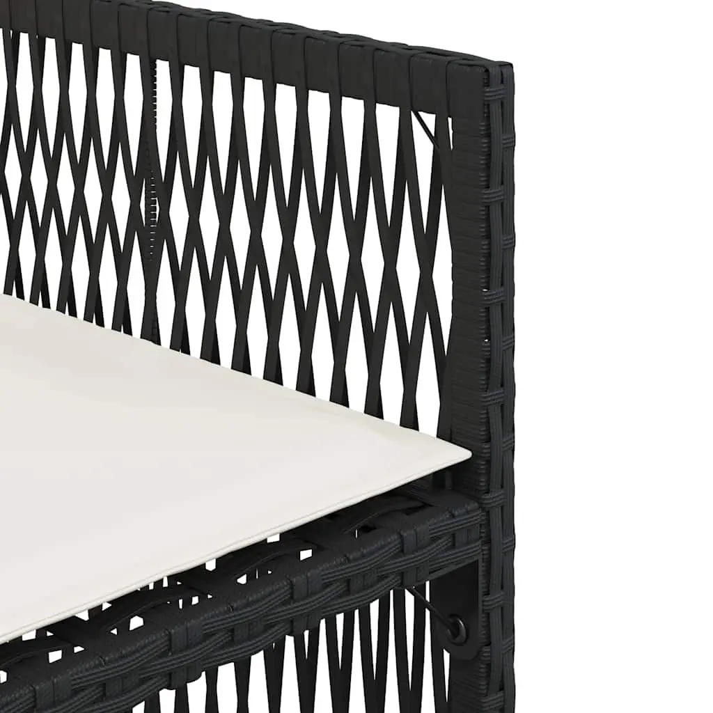 Outdoor Garden Chairs Set Black Poly Rattan with Padded Cushions 4 Pieces