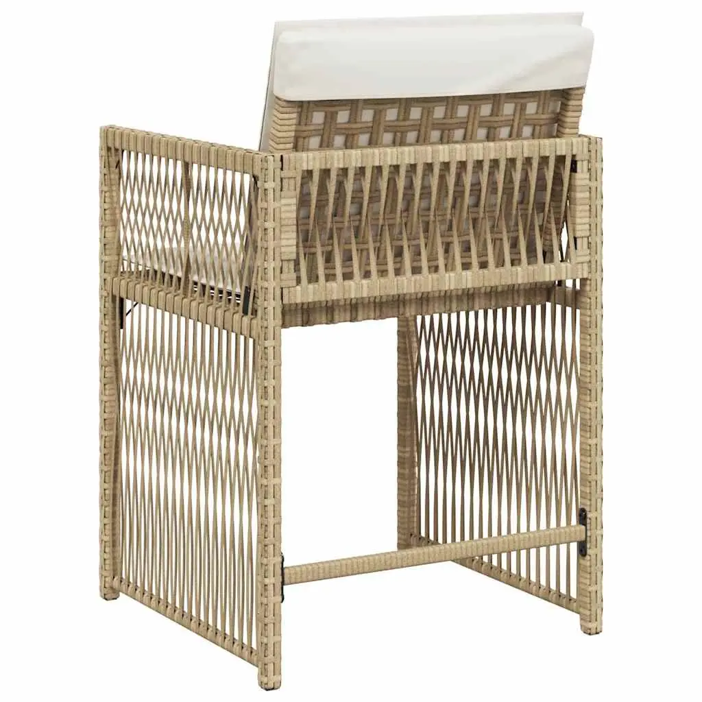 Outdoor Garden Chairs Set Beige Poly Rattan with Cushions 4 Piece