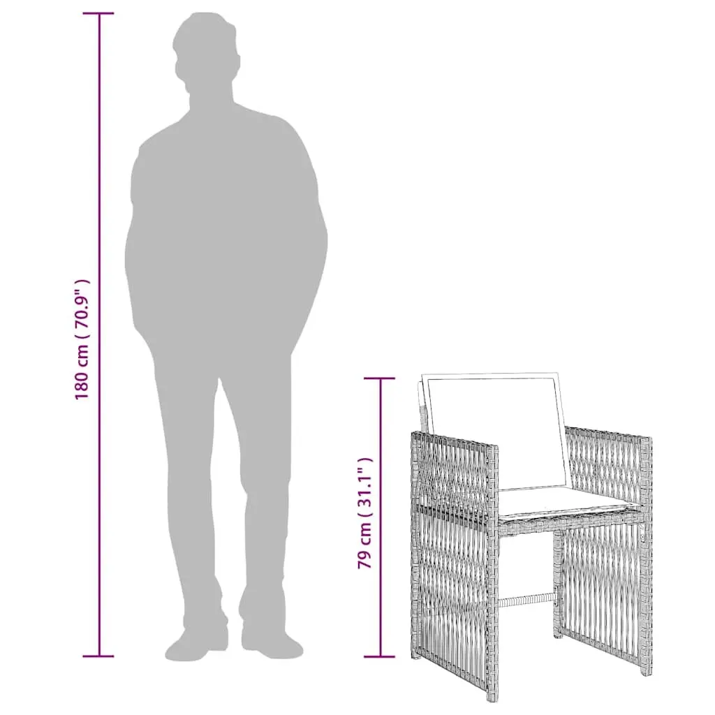 Outdoor Garden Chairs Grey Poly Rattan 4 Piece with Padded Cushions