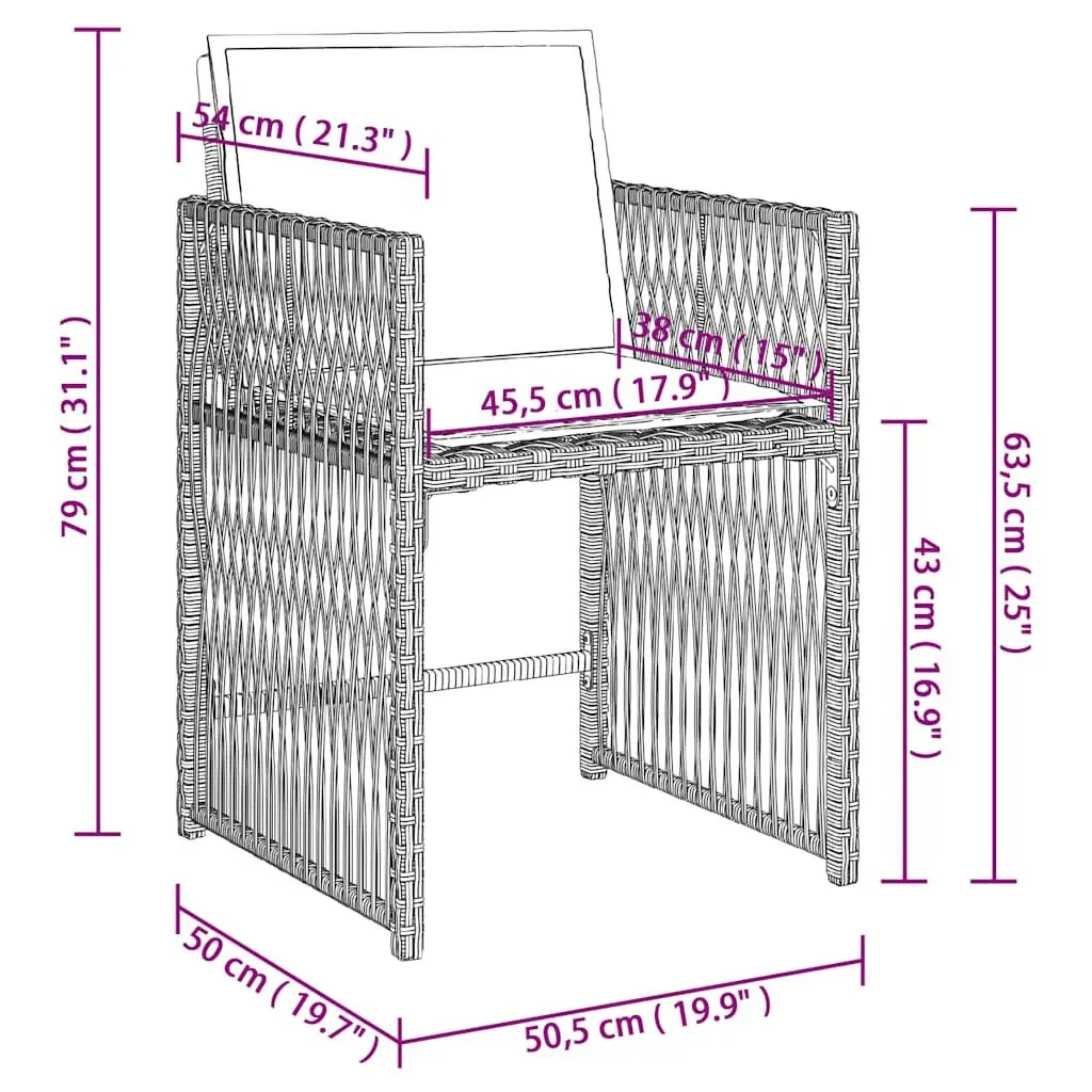 Outdoor Garden Chairs Grey Poly Rattan 4 Piece with Padded Cushions