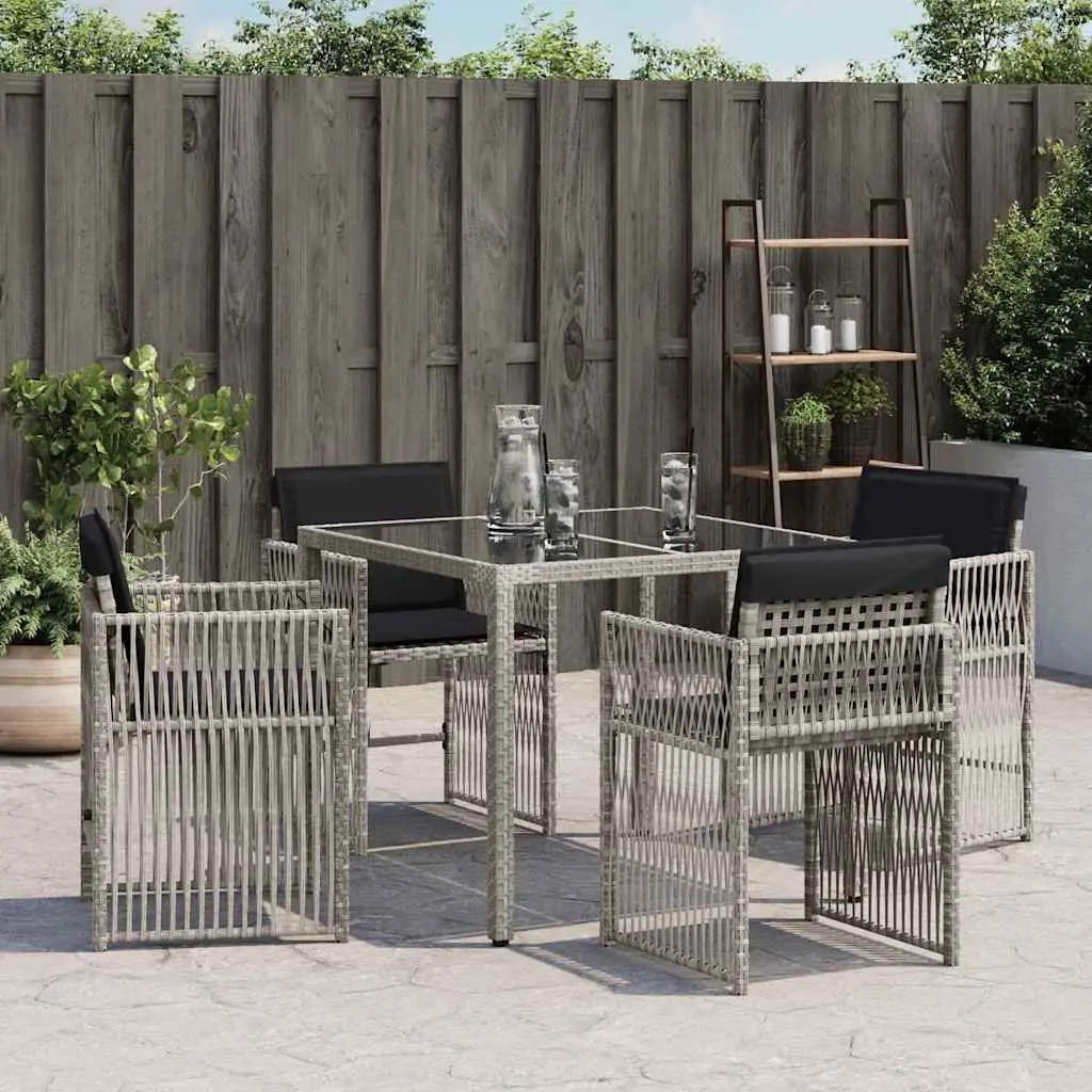 Outdoor Garden Chairs Grey Poly Rattan 4 Piece with Padded Cushions