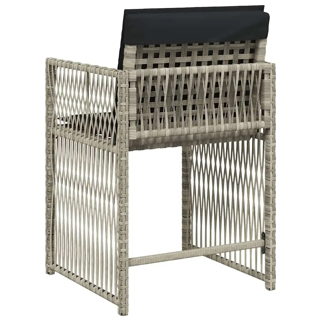 Outdoor Garden Chairs Grey Poly Rattan 4 Piece with Padded Cushions