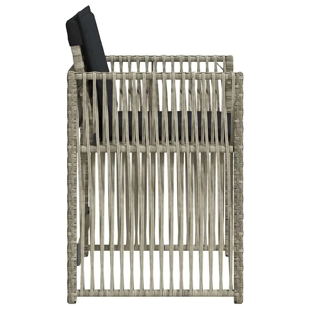 Outdoor Garden Chairs Grey Poly Rattan 4 Piece with Padded Cushions