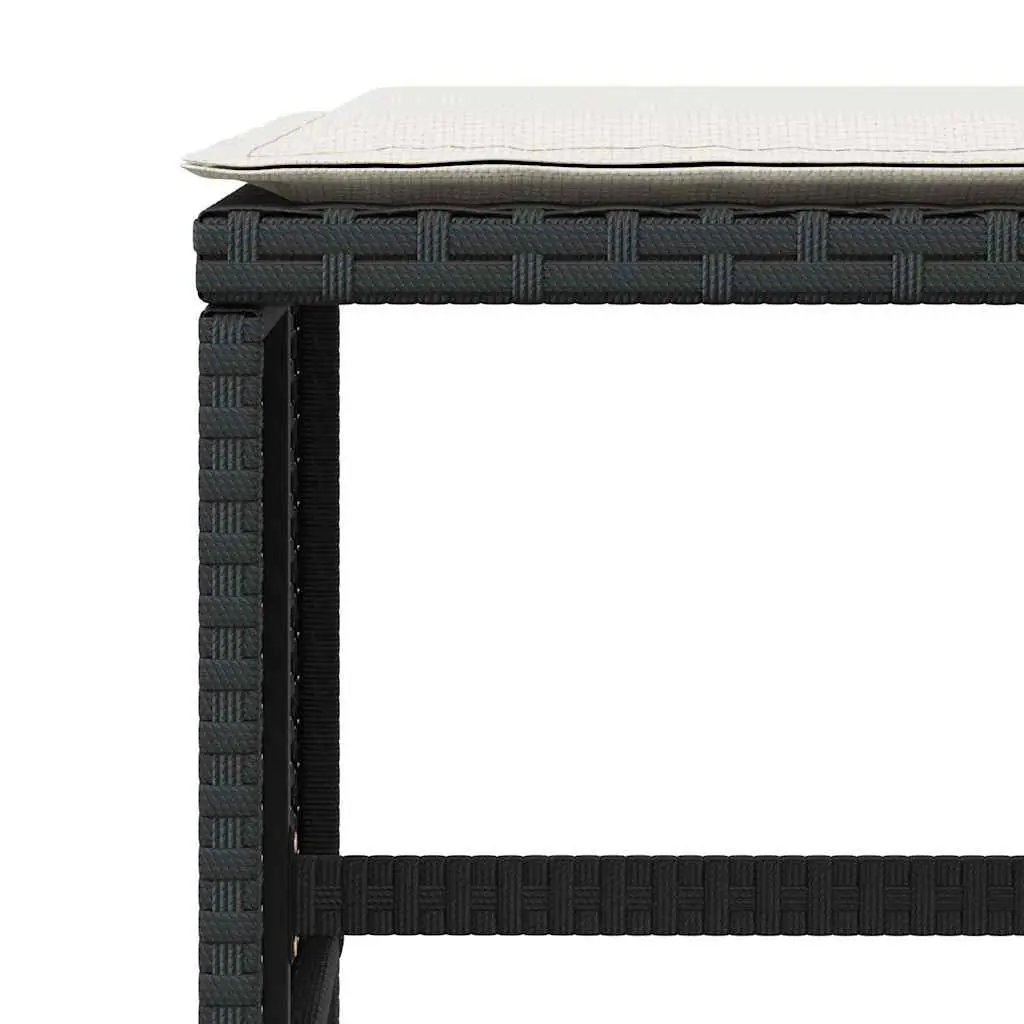 Garden Stools with Cushions Set of 4 Black Outdoor Seating Poly Rattan Footrest