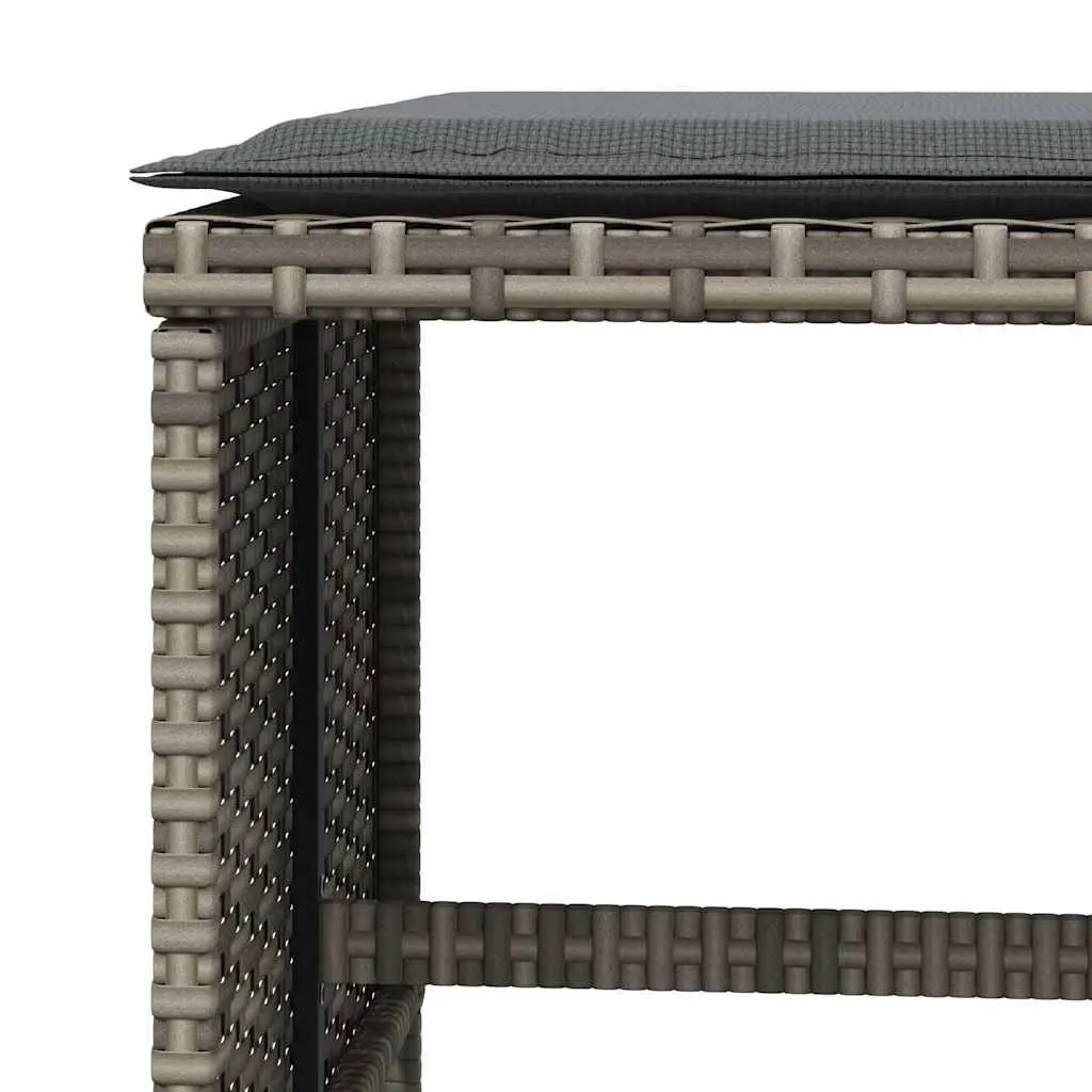 Garden Stools with Cushions Grey 4 Piece Outdoor Foot Rests Poly Rattan Seats