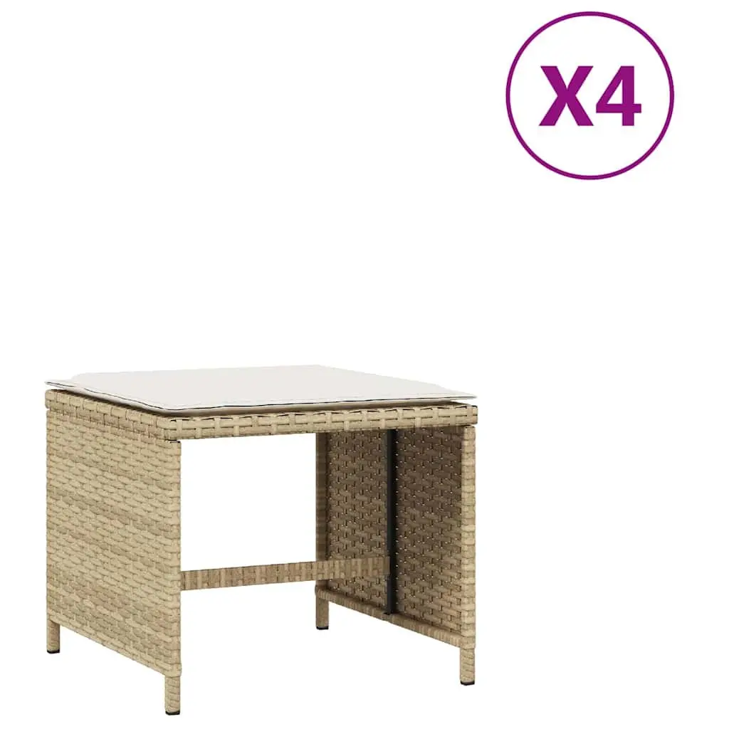 Garden Stools with Cushions 4 pcs Outdoor Foot Rests Beige 41x41x36 cm
