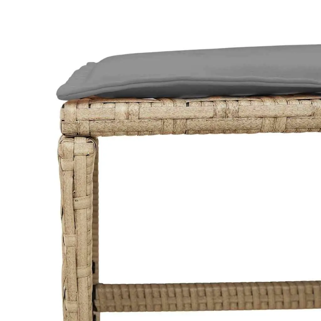 Outdoor Patio Cushioned Garden Stools Set of 4 Beige 41x41x36 cm