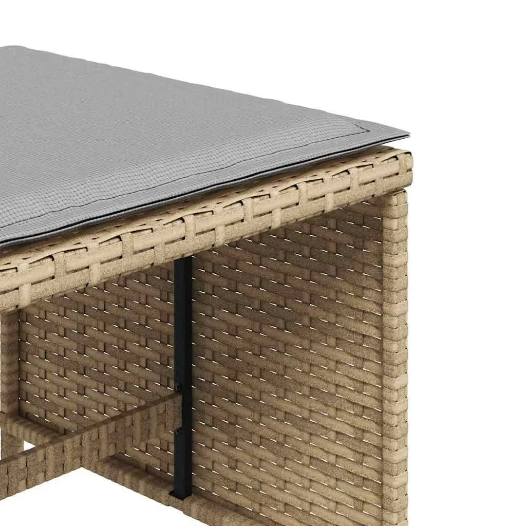 Outdoor Patio Cushioned Garden Stools Set of 4 Beige 41x41x36 cm
