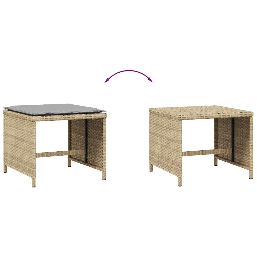 Outdoor Patio Cushioned Garden Stools Set of 4 Beige 41x41x36 cm