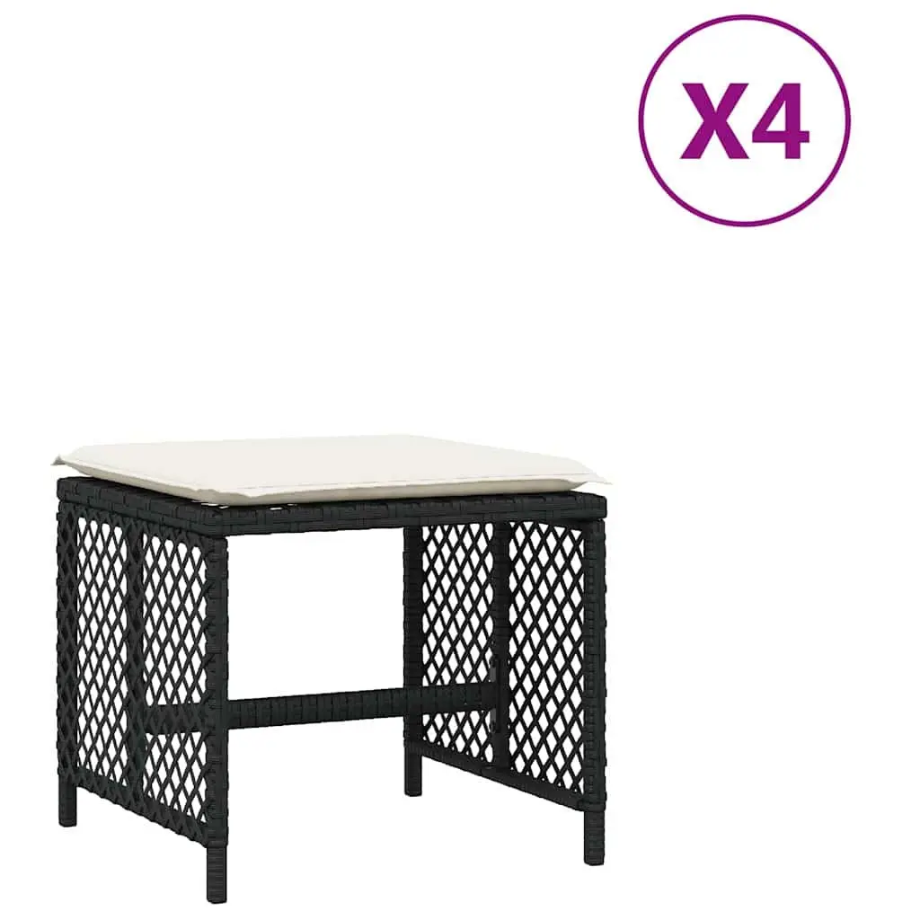 Garden Stools with Cushions Black 41x41x36cm 4 Piece Outdoor Footrest Seating Set