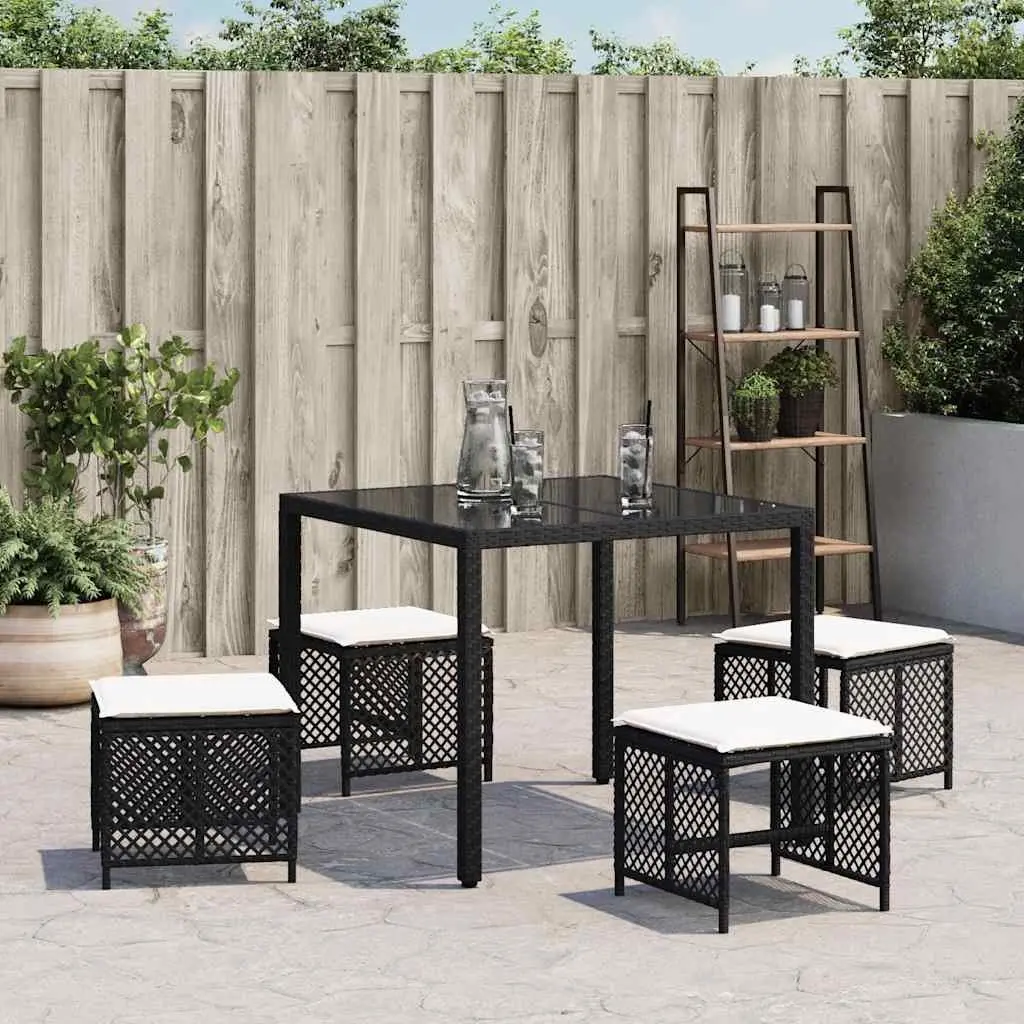 Garden Stools with Cushions Black 41x41x36cm 4 Piece Outdoor Footrest Seating Set