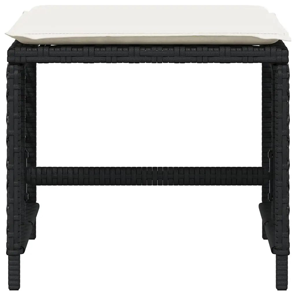 Garden Stools with Cushions Black 41x41x36cm 4 Piece Outdoor Footrest Seating Set