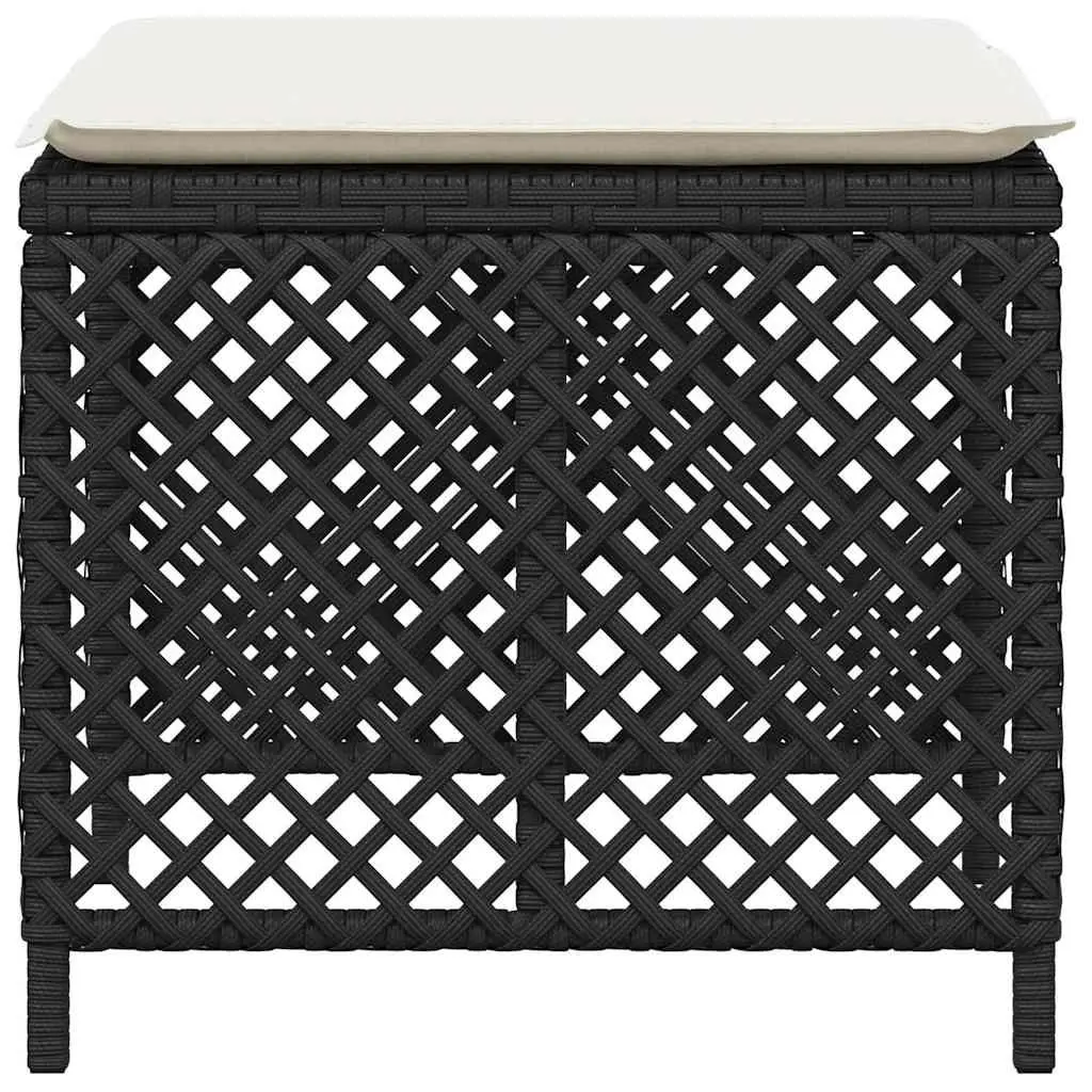 Garden Stools with Cushions Black 41x41x36cm 4 Piece Outdoor Footrest Seating Set