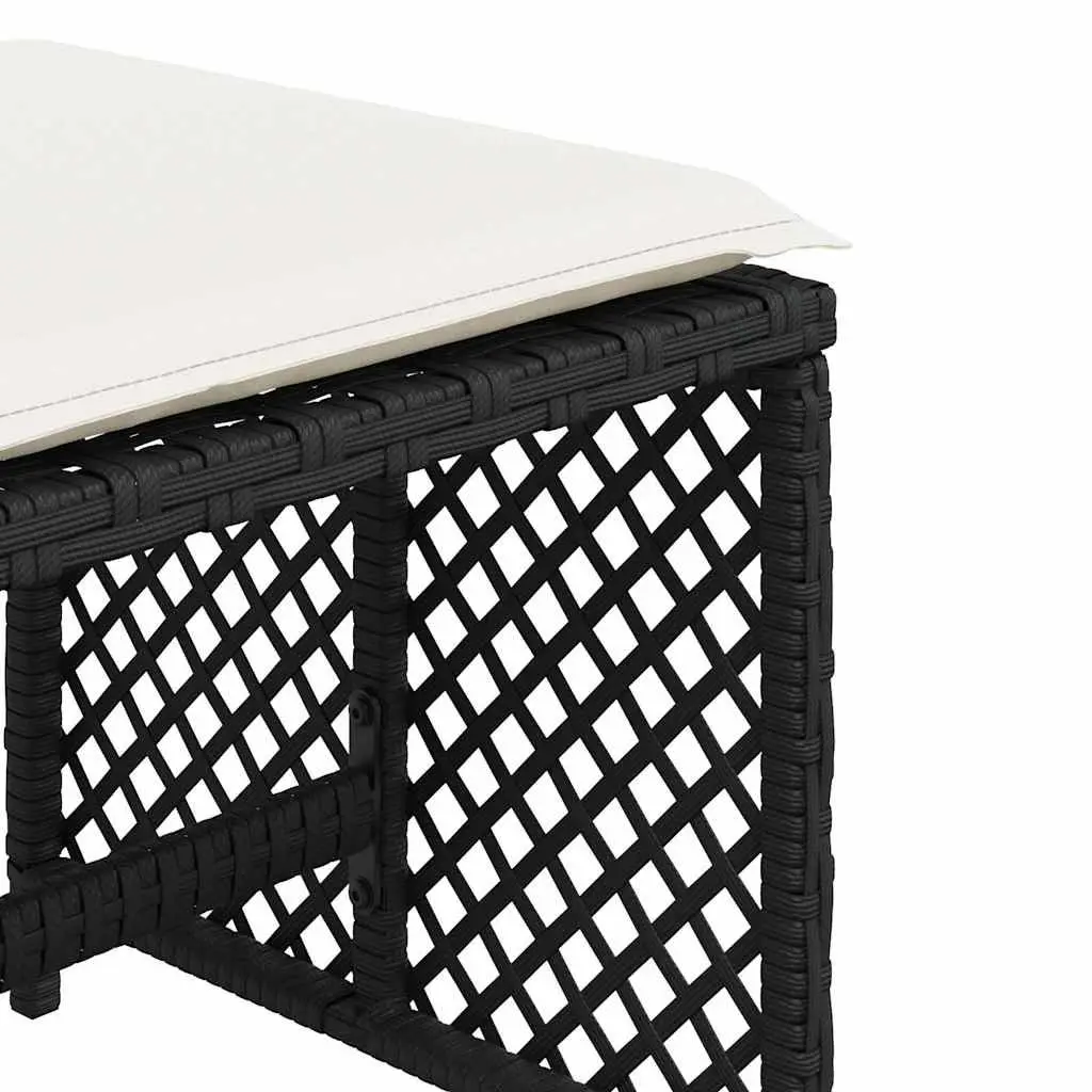 Garden Stools with Cushions Black 41x41x36cm 4 Piece Outdoor Footrest Seating Set