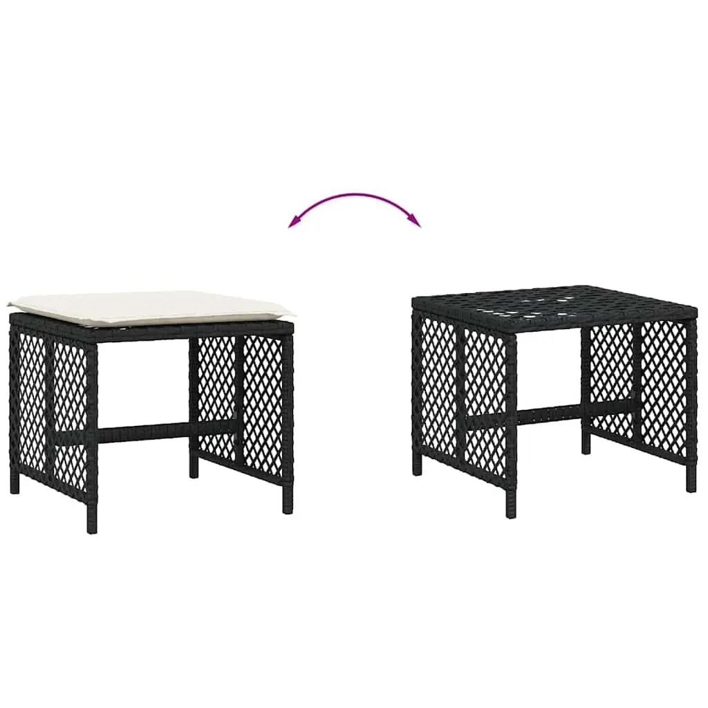 Garden Stools with Cushions Black 41x41x36cm 4 Piece Outdoor Footrest Seating Set
