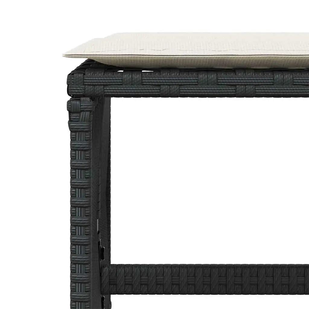 Outdoor Garden Stools with Cushions Black PE Rattan 4 Piece Set